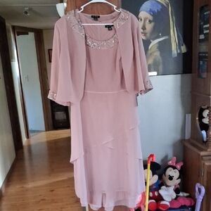 Elegant Asymmetrical Blush Dress with Jacket